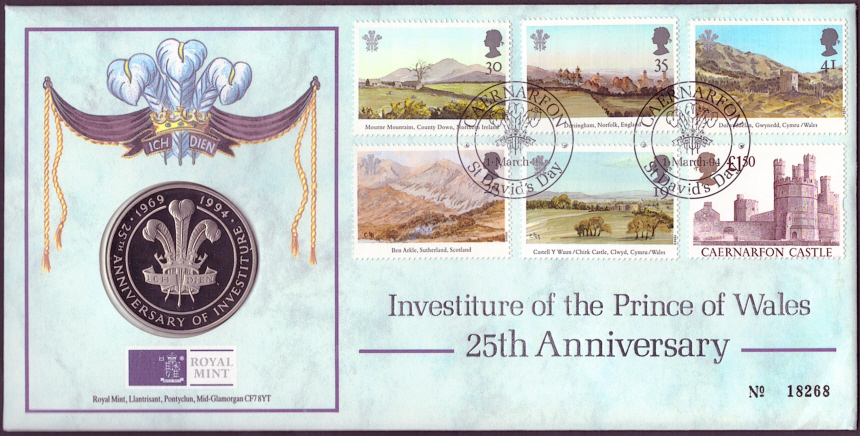 (image for) RMC2 1994 Prince of Wales Investiture PNC medallion commemorative cover