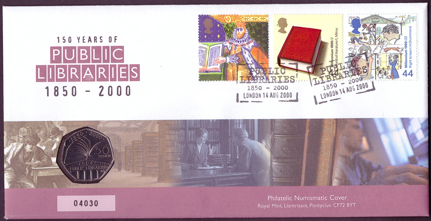 (image for) RMC23 2000 Public Libraries 50p coin PNC commemorative cover
