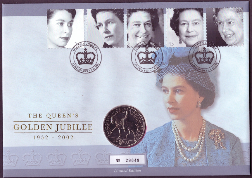 (image for) RMC29 2002 Golden Jubilee £5 coin PNC commemorative cover