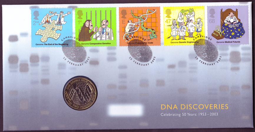 (image for) RMC33 2003 DNA Discoveries £2 coin PNC first day cover