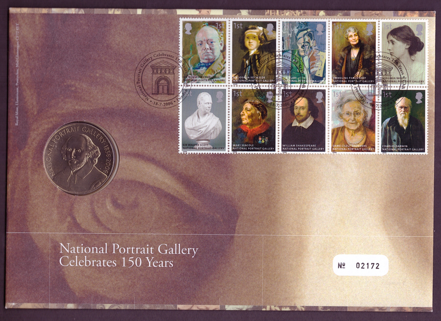 (image for) RMC51 2006 National Portrait Gallery PNC medallion first day cover