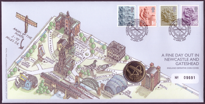 (image for) RMC56 2007 Newcastle & Gateshead £1 coin PNC commemorative cover