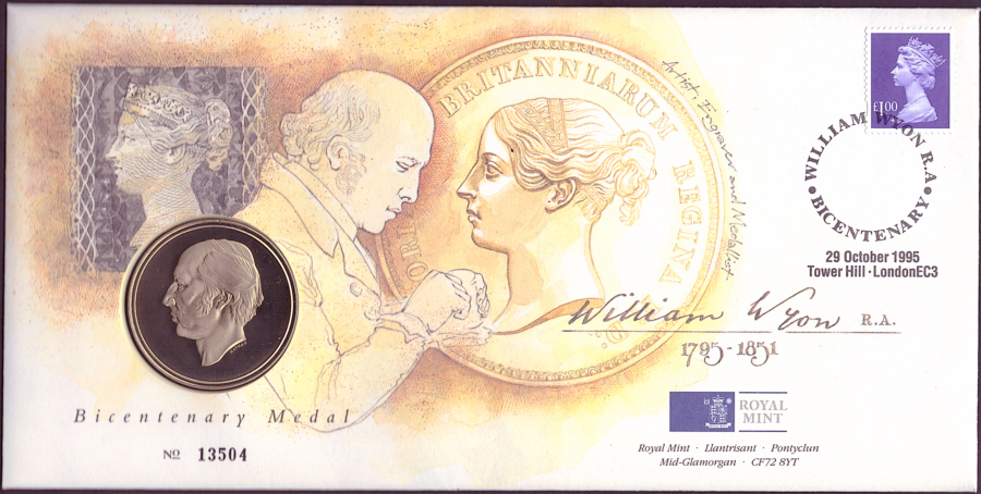 (image for) RMC6 1995 William Wyon Bicentenary PNC commemorative medal cover