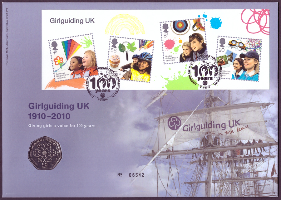 (image for) RMC78 2010 Girlguiding Centenary 50p coin PNC first day cover