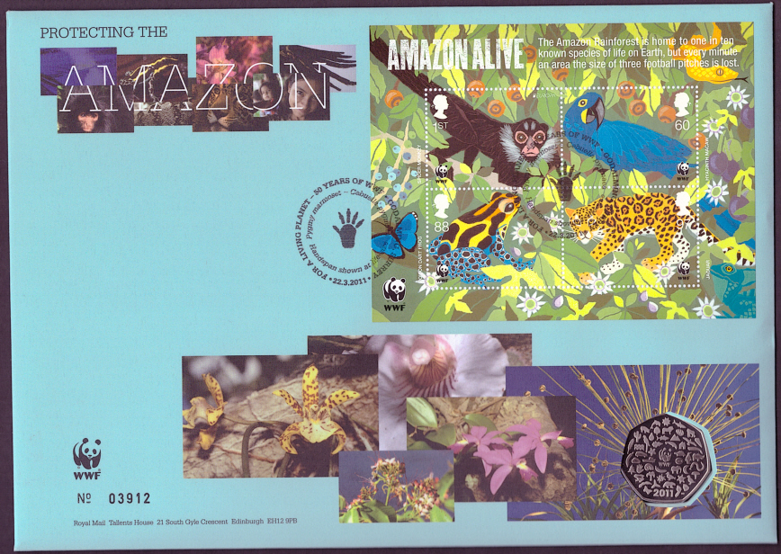 (image for) RMC93 2011 Protecting The Amazon 50p coin PNC first day cover