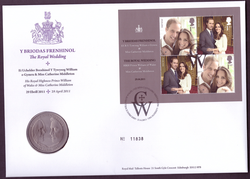 (image for) RMC96 2011 Royal Wedding £5 coin PNC first day cover