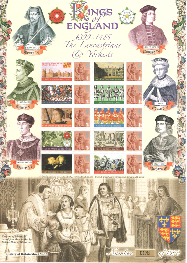 (image for) BC-132 2008 Kings of England 1399-1485 History of Britain No.16 Business Smilers Sheet