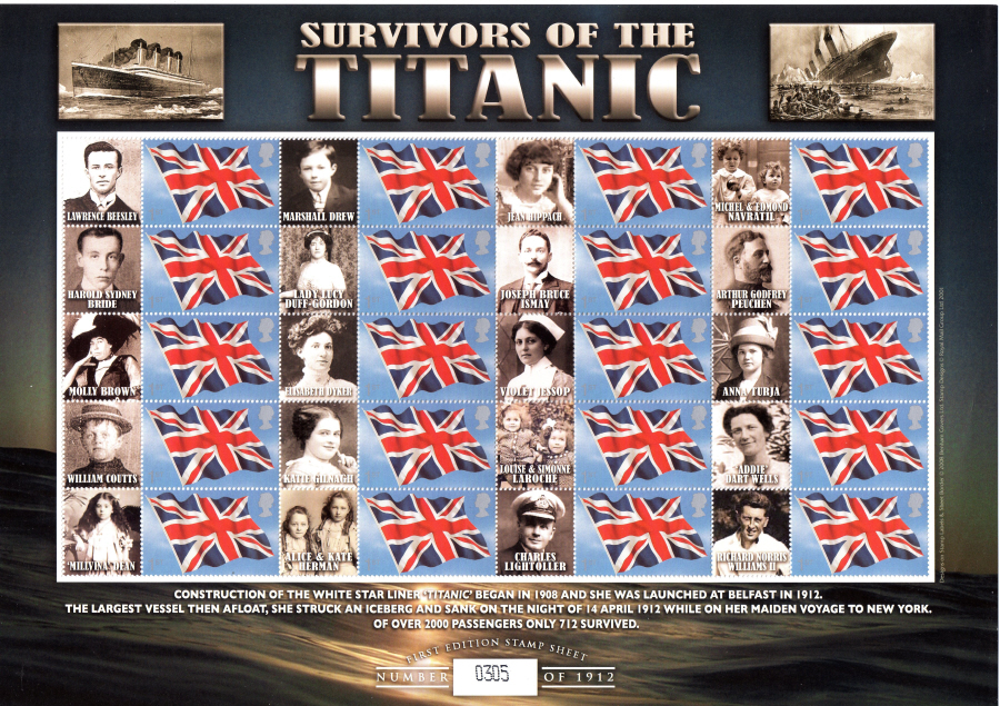 (image for) BC-179 2008 Survivors of the Titanic Business Smilers Sheet