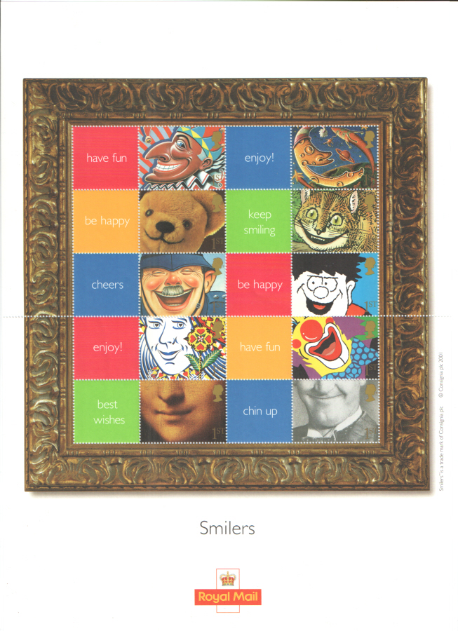 (image for) LS5 2001 "Smiles" Royal Mail Generic Smilers Sheet - Click Image to Close